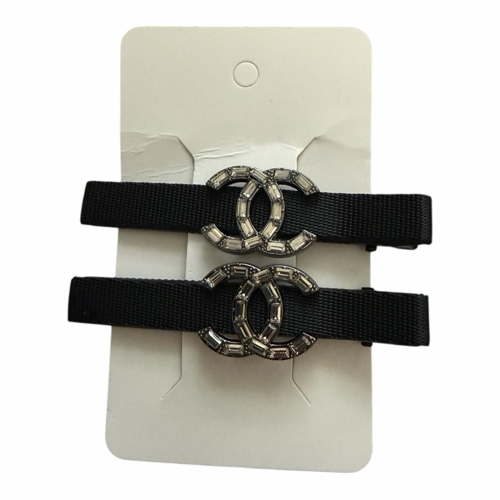Chic Black Hair Clips with Silver Accents